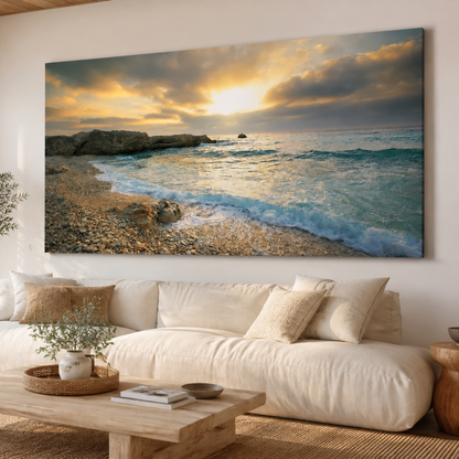 Last Light Shore Panoramic Canvas Print