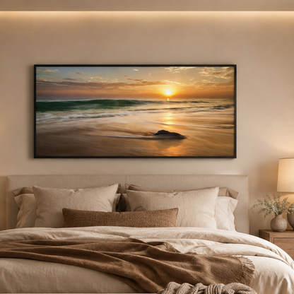 Golden Drift Sunset Beach Panoramic Canvas Print
