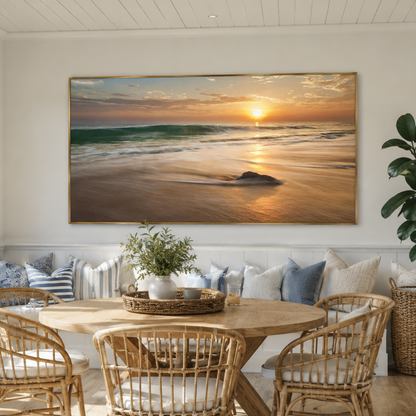 Golden Drift Sunset Beach Panoramic Canvas Print