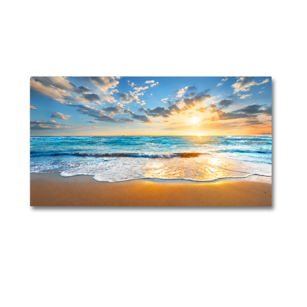 Sunlit Shore Ocean Panoramic Canvas Print