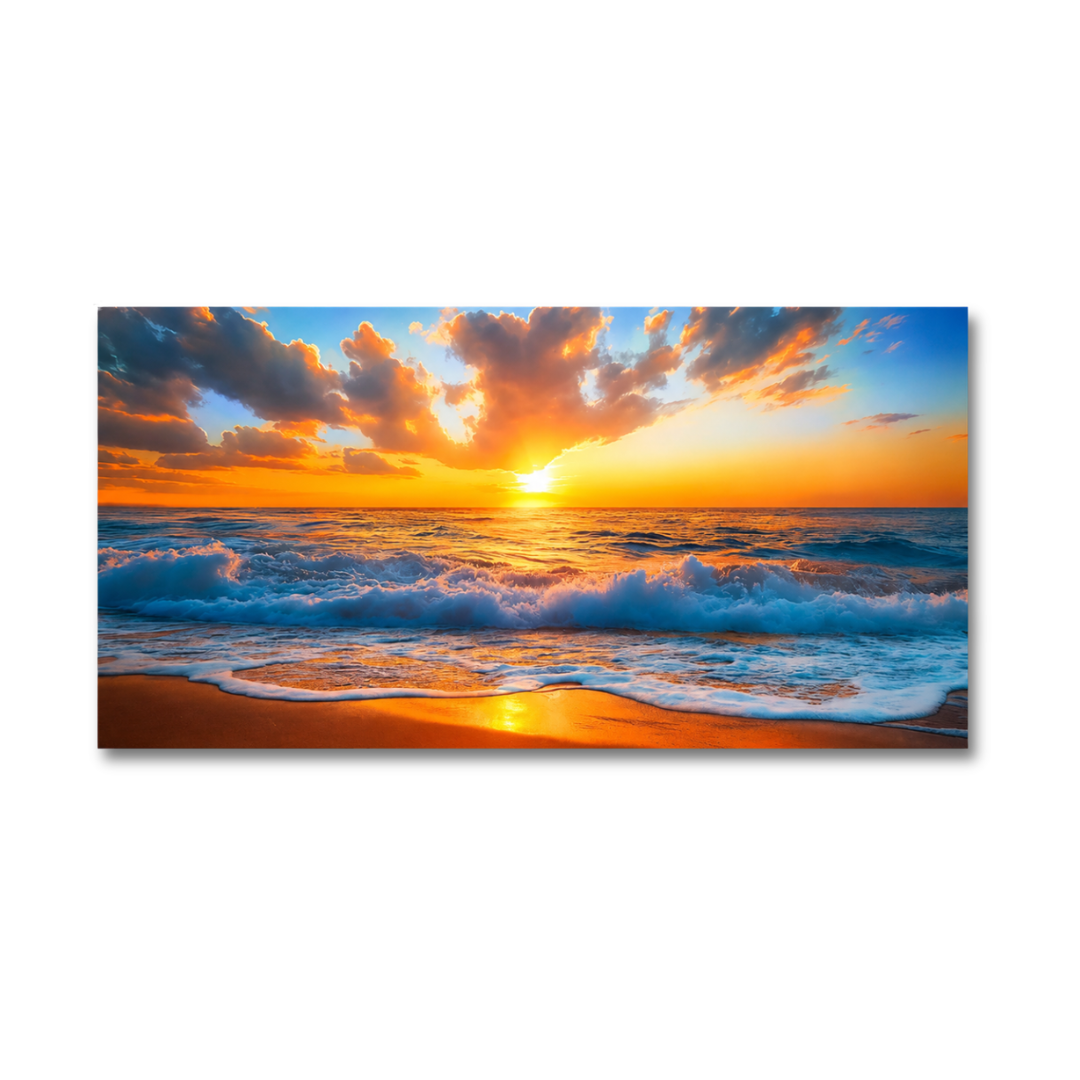 Afterglow Tide Beach Sunset Panoramic Canvas Print