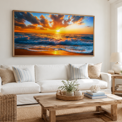 Afterglow Tide Beach Sunset Panoramic Canvas Print