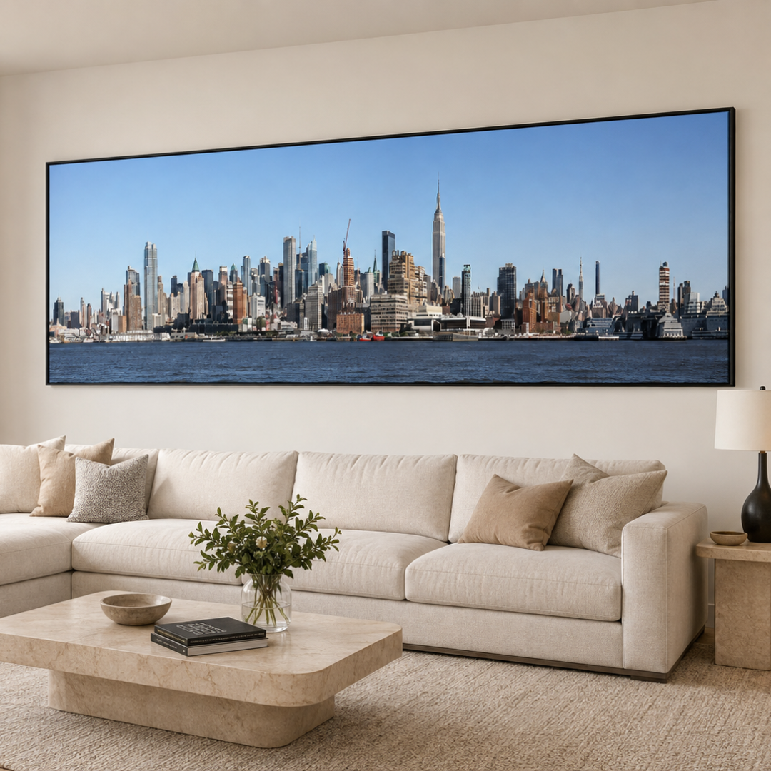 Manhattan Blue Skyline Panoramic Canvas Print