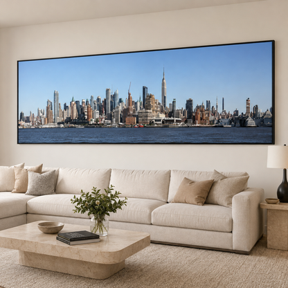 Manhattan Blue Skyline Panoramic Canvas Print