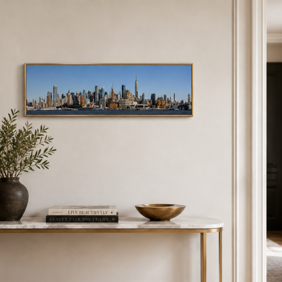 Manhattan Blue Skyline Panoramic Canvas Print