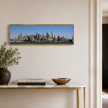 Manhattan Blue Skyline Panoramic Canvas Print