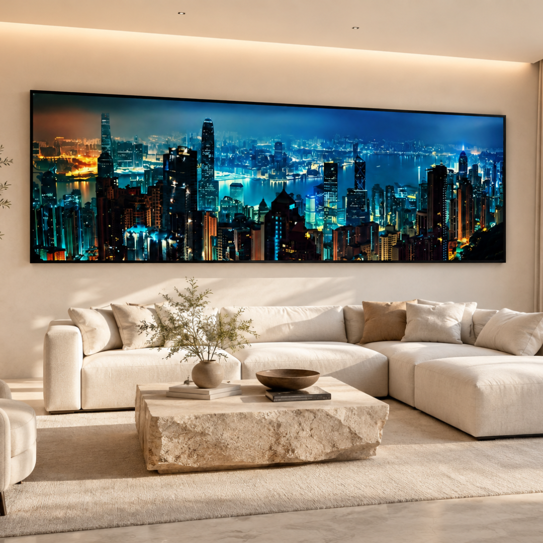 Hong Kong After Dark Panoramic Canvas Print