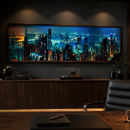 Hong Kong After Dark Panoramic Canvas Print