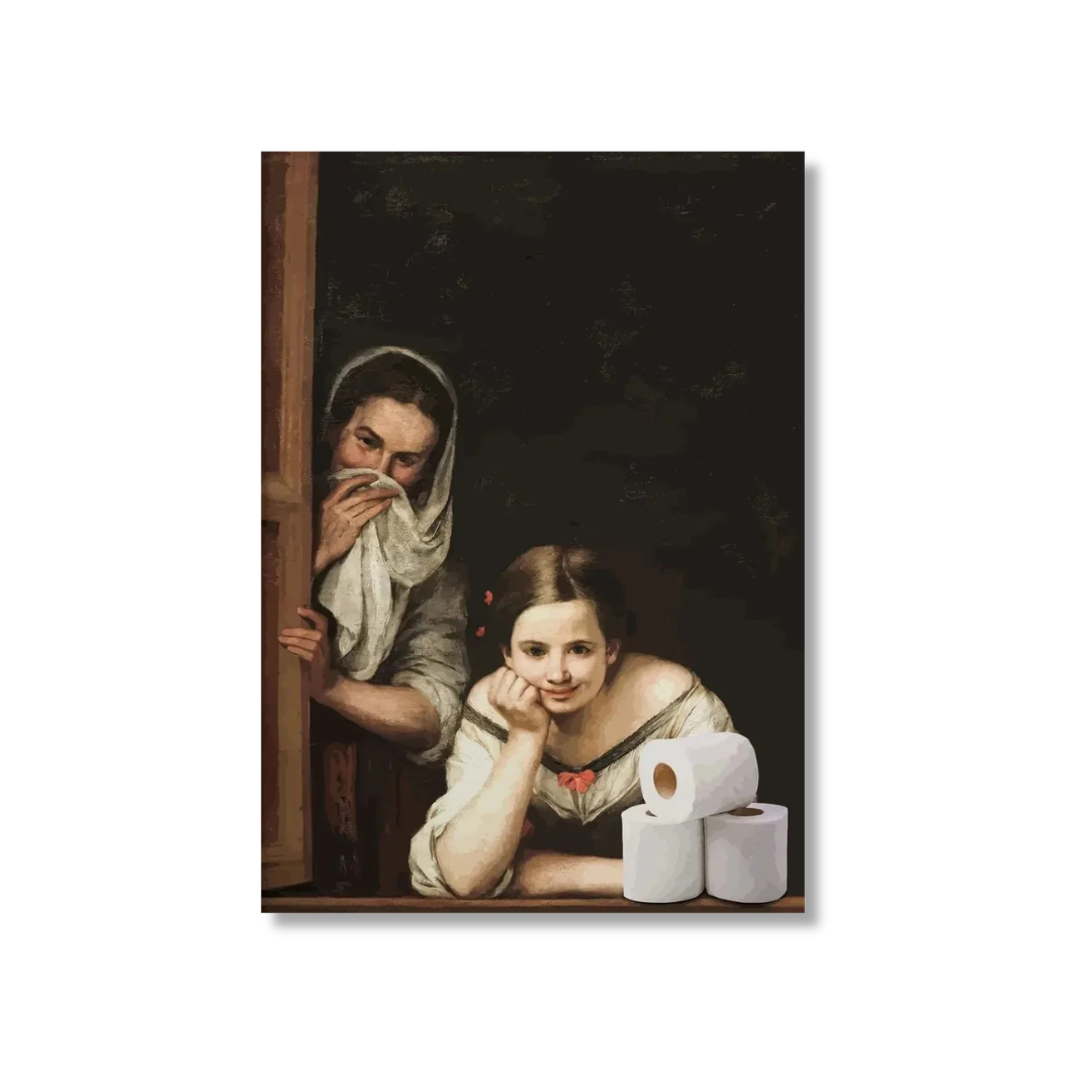 Funny Bathroom Mona Lisa Canvas Print