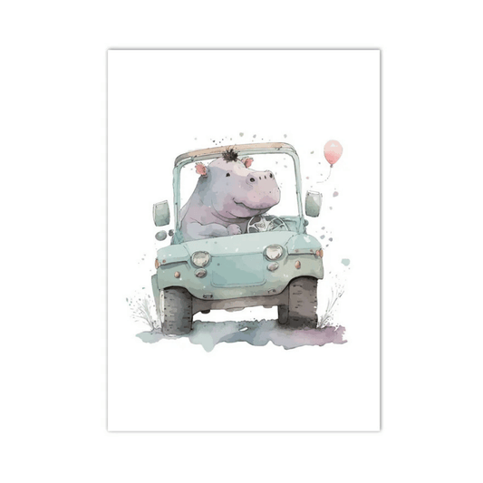 Little Safari Hippo Adventure Canvas Print