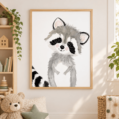 Little Raccoon Friend Canvas Print
