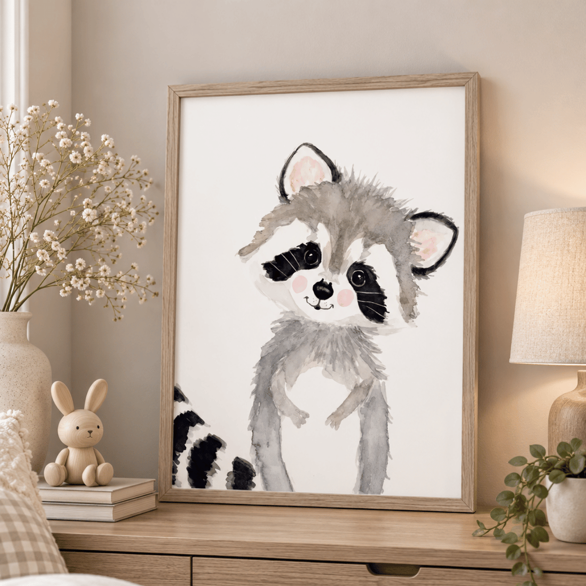 Little Raccoon Friend Canvas Print