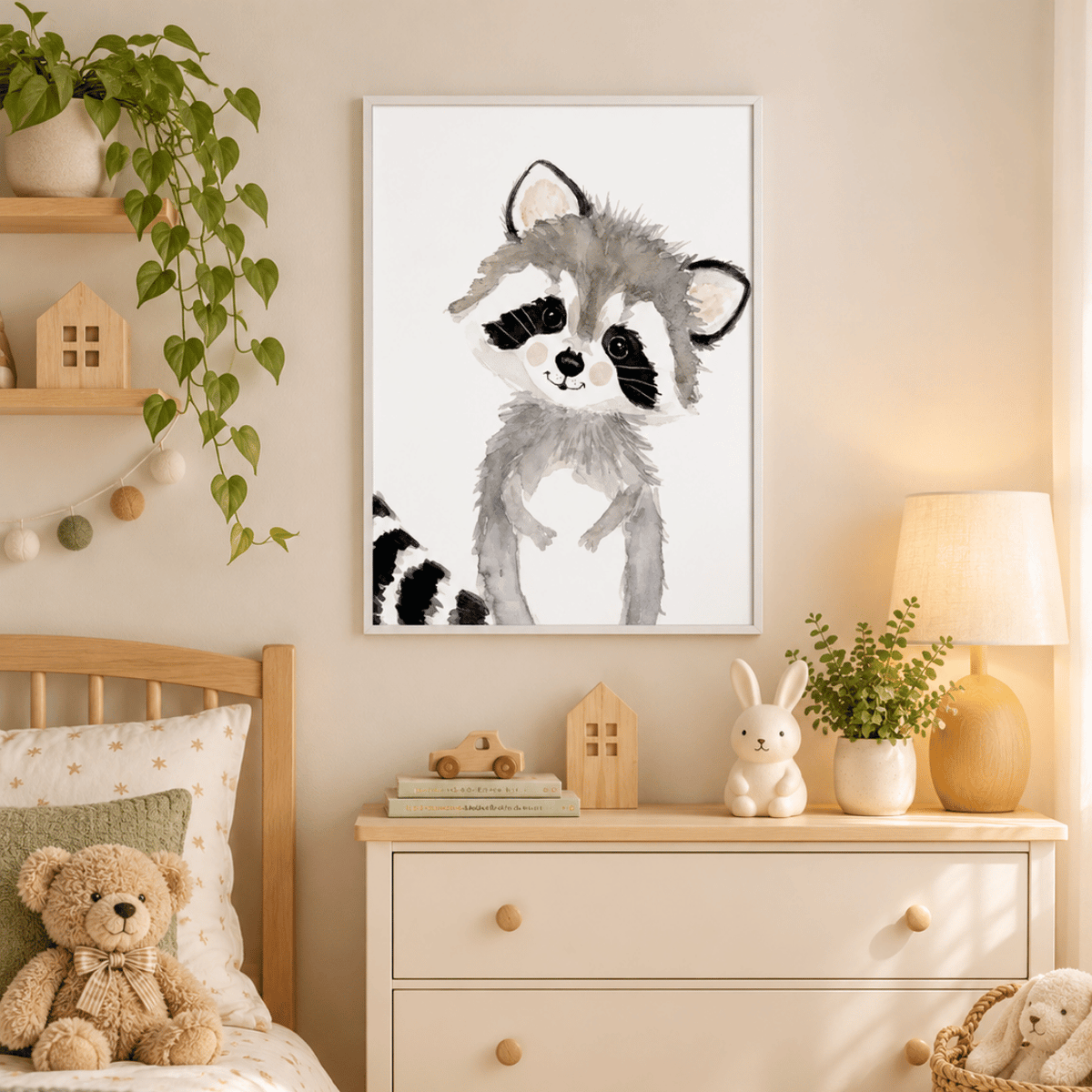 Little Raccoon Friend Canvas Print