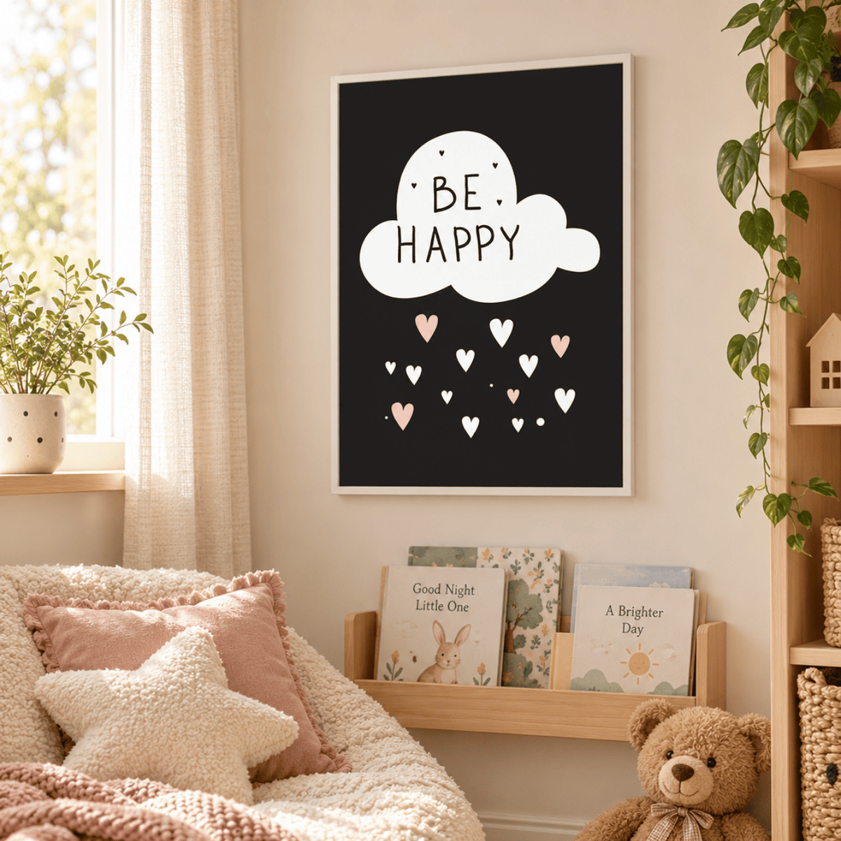 Be Happy Little Hearts Canvas Print