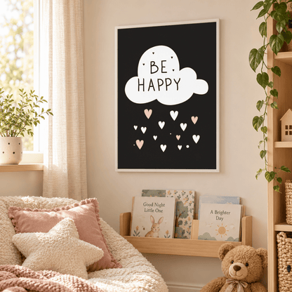 Be Happy Little Hearts Canvas Print