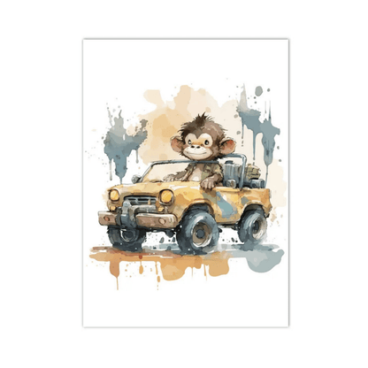Little Safari Monkey Adventure Canvas Print