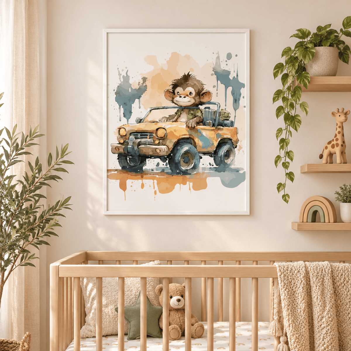 Little Safari Monkey Adventure Canvas Print