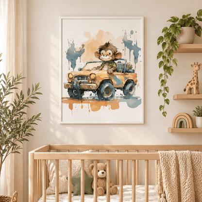 Little Safari Monkey Adventure Canvas Print