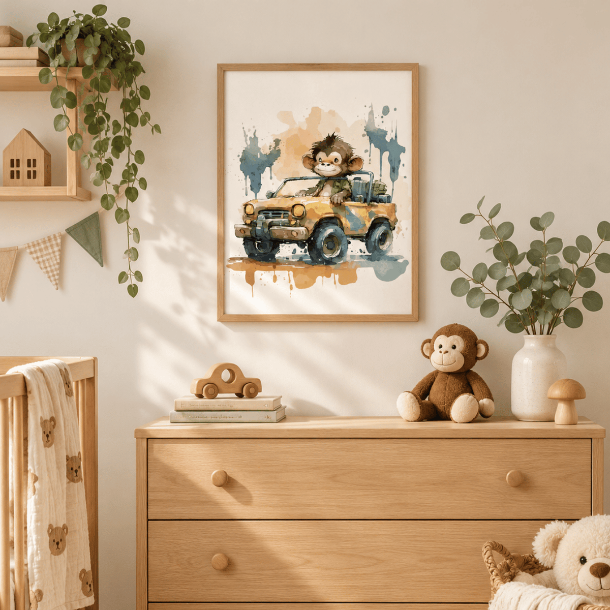 Little Safari Monkey Adventure Canvas Print