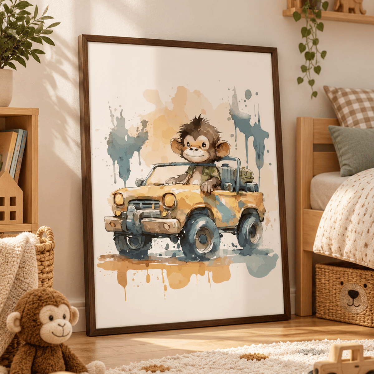Little Safari Monkey Adventure Canvas Print