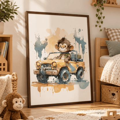 Little Safari Monkey Adventure Canvas Print