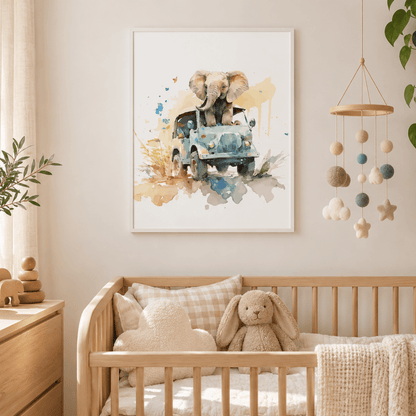 Little Safari Elephant Adventure Canvas Print