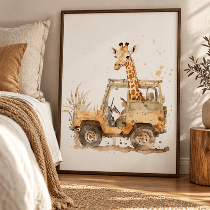 Little Safari Giraffe Adventure Canvas Print