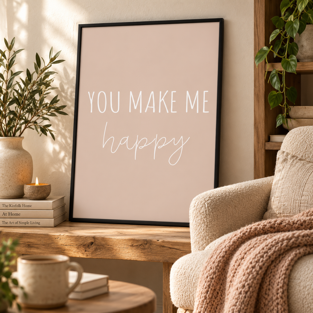 You Make Me Happy Quote Canvas Print