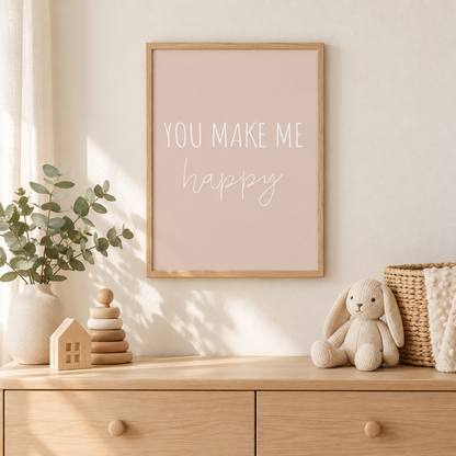 You Make Me Happy Quote Canvas Print