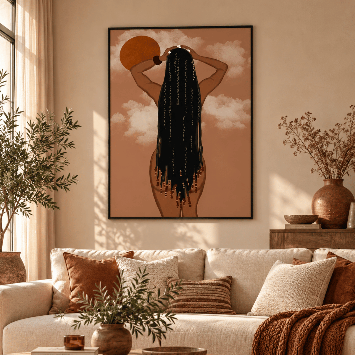 Sunlit Braids Woman Canvas Print