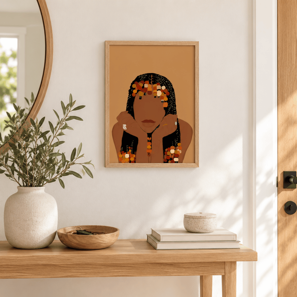 Amber Beaded Braids Portrait Canvas Print