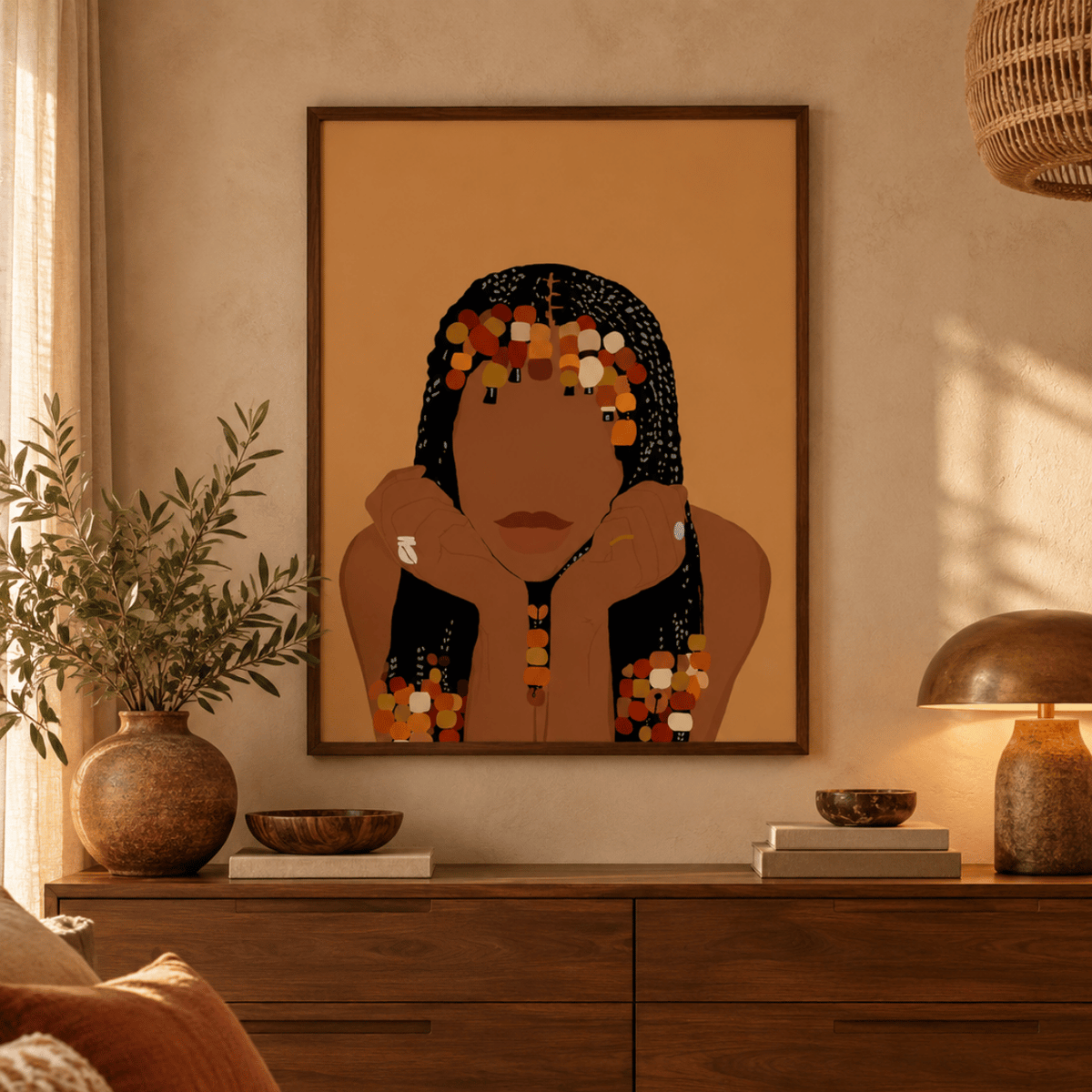 Amber Beaded Braids Portrait Canvas Print