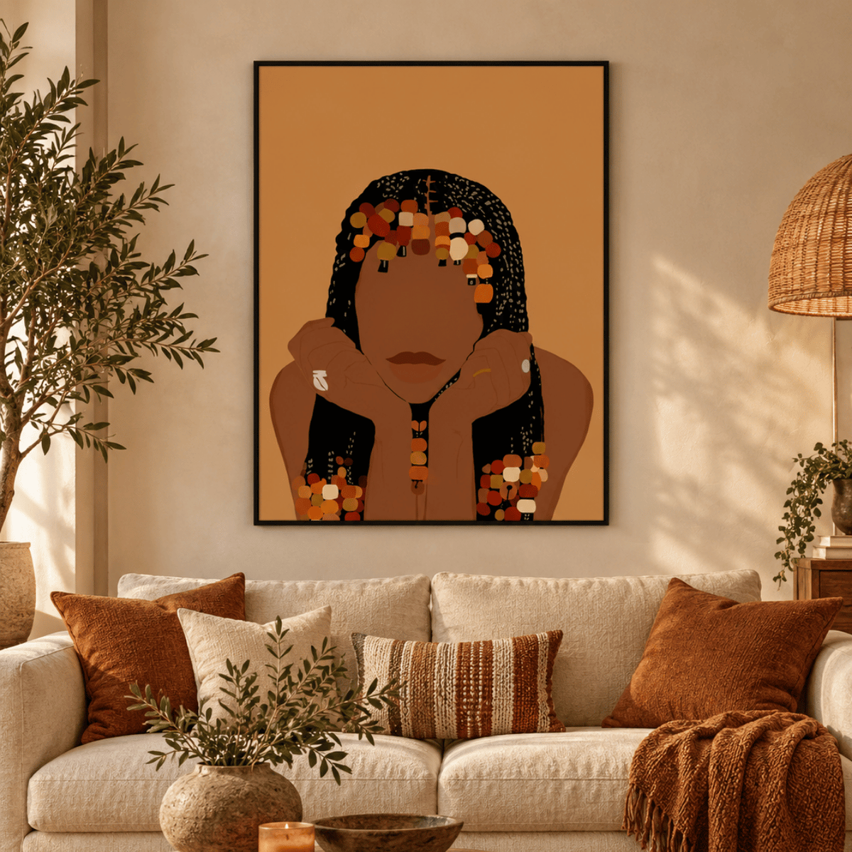 Amber Beaded Braids Portrait Canvas Print
