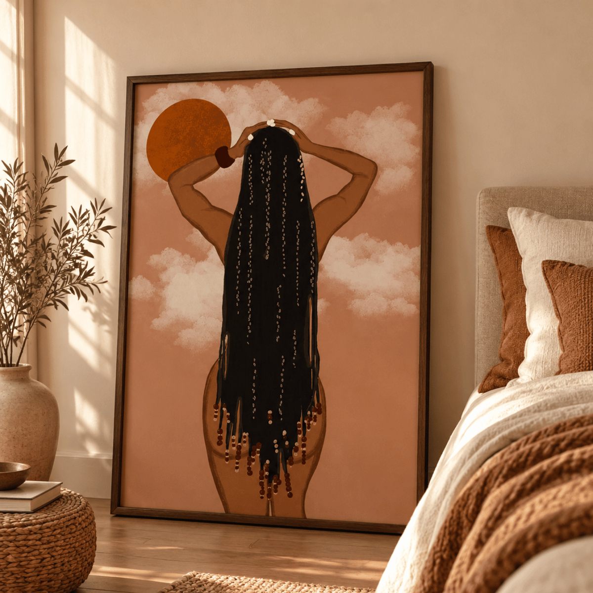 Sunlit Braids Woman Canvas Print