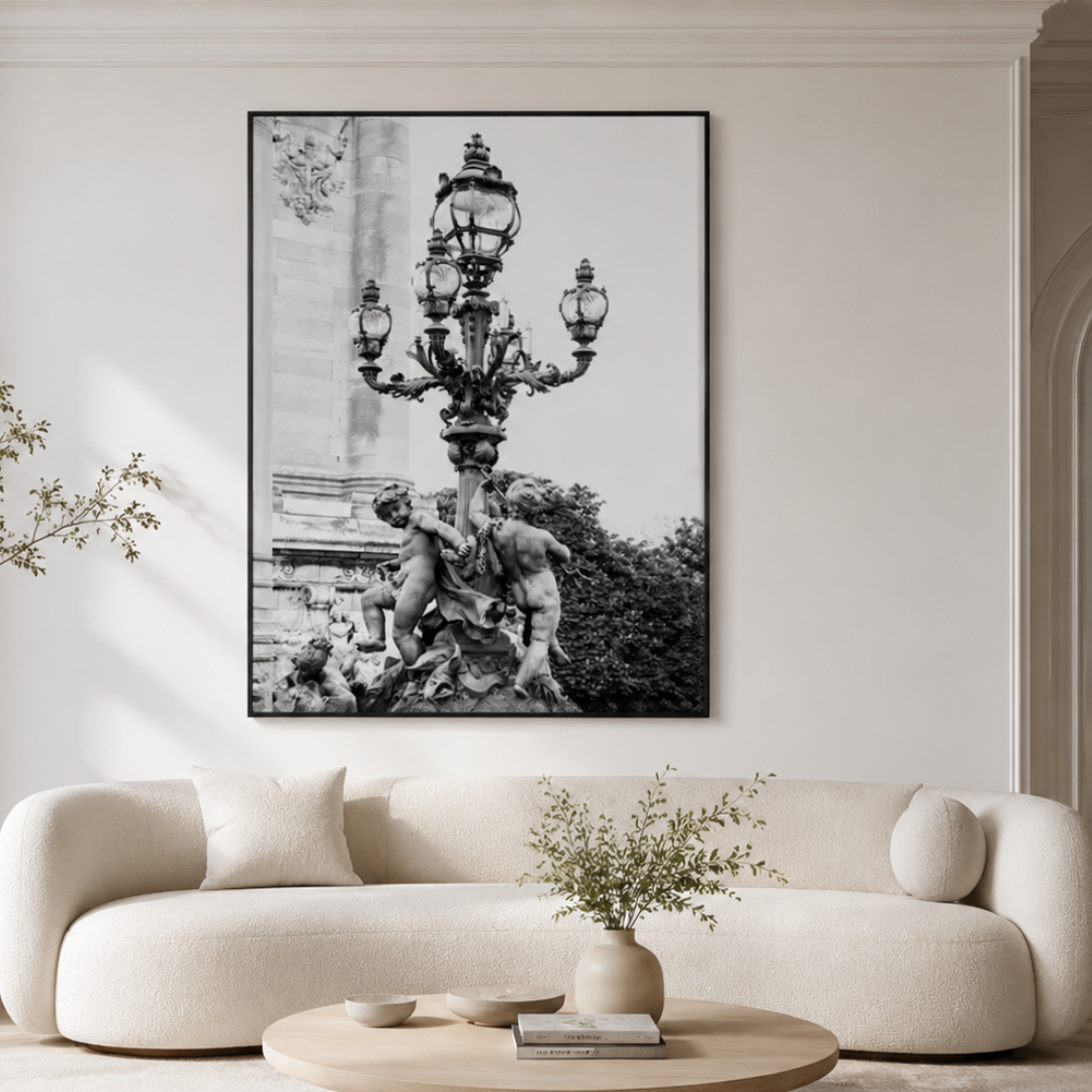 Belle Époque Angels Black & White Canvas Print