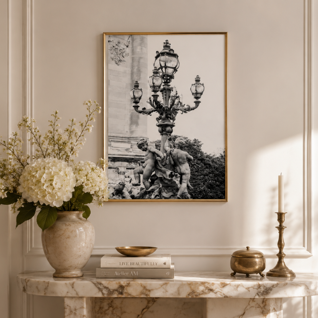 Belle Époque Angels Black & White Canvas Print