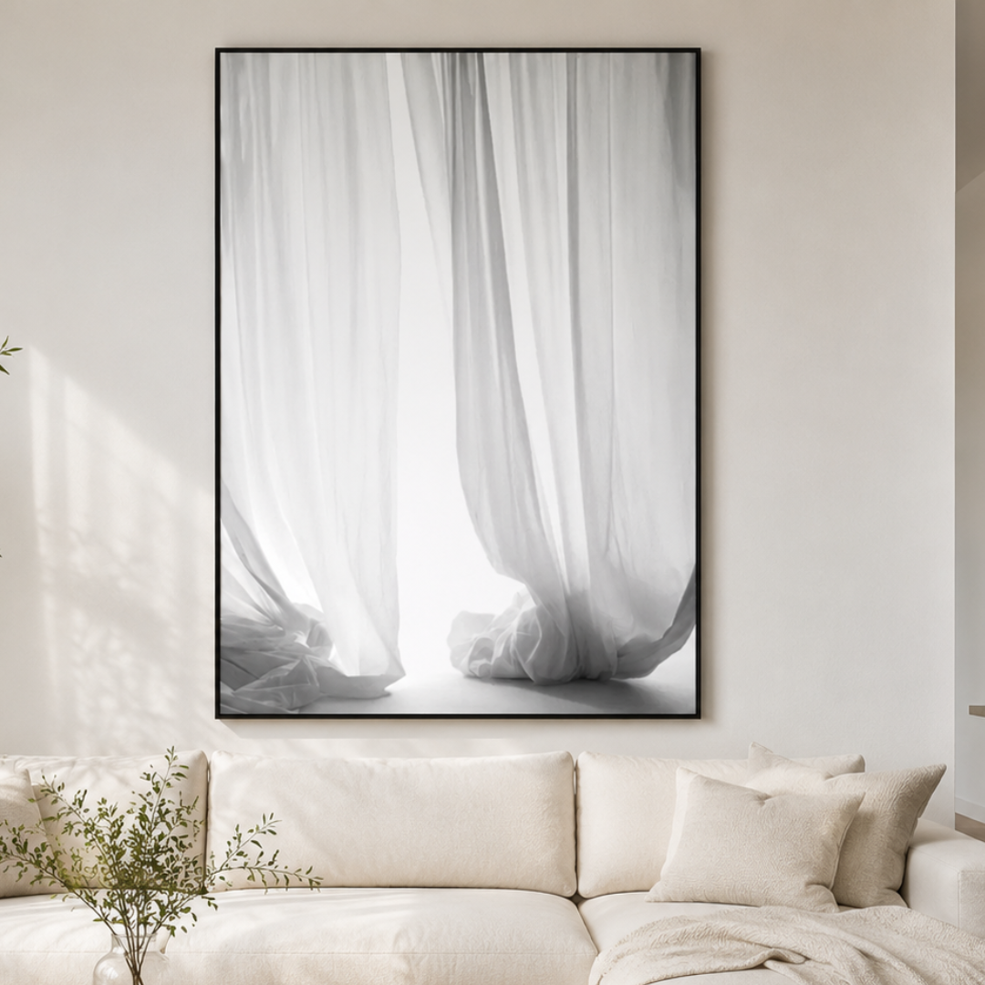 Soft Light White Curtain Canvas Print