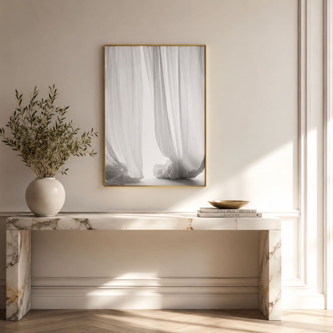 Soft Light White Curtain Canvas Print