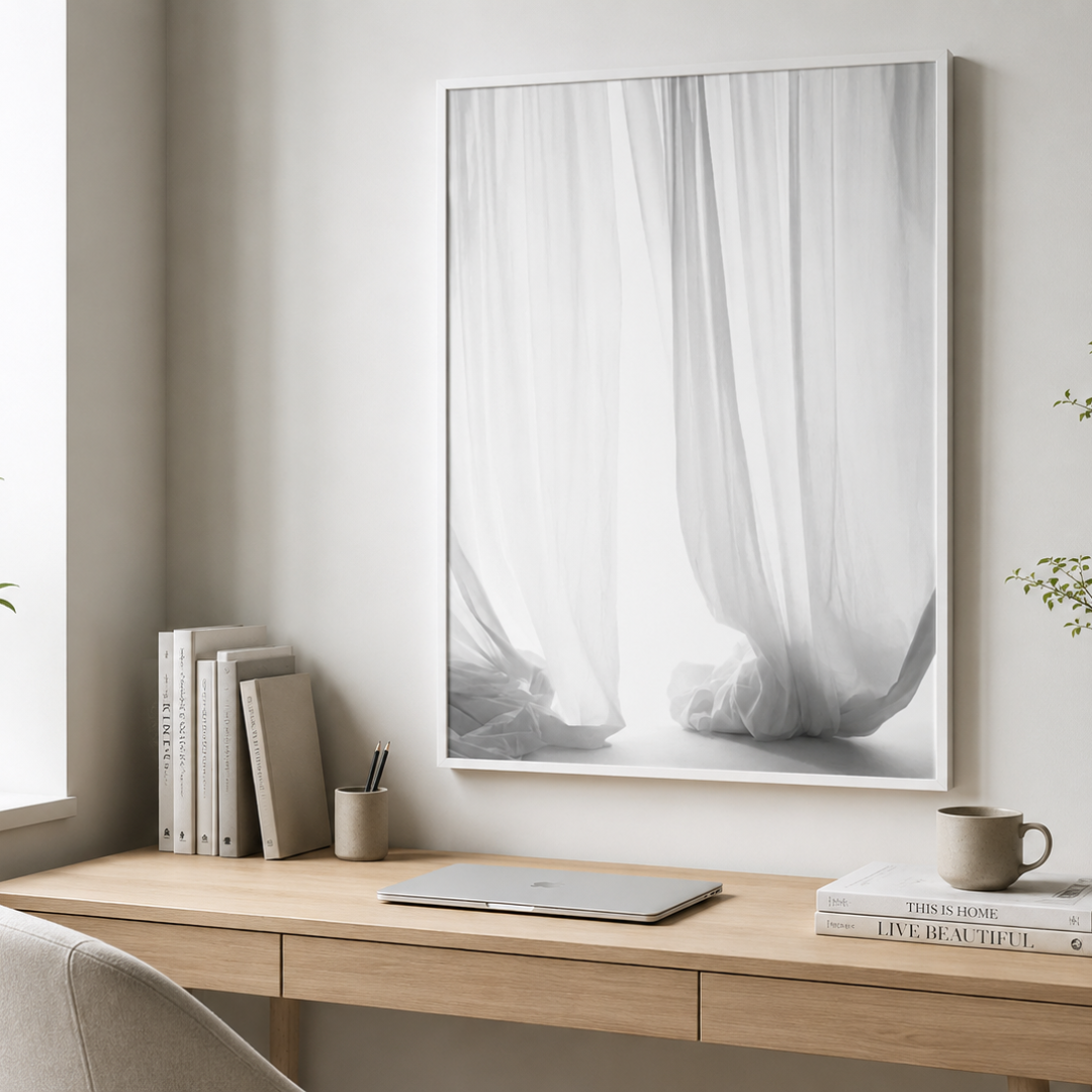 Soft Light White Curtain Canvas Print