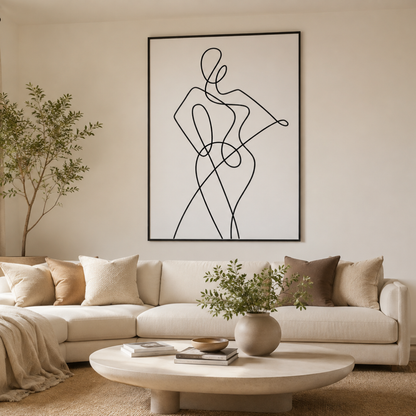 Fluid Muse Abstract Female Line Art Canvas Print