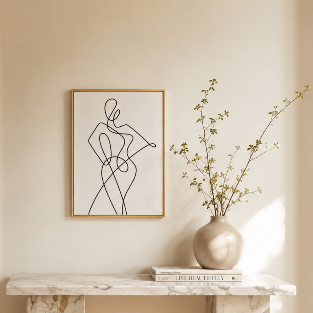 Fluid Muse Abstract Female Line Art Canvas Print