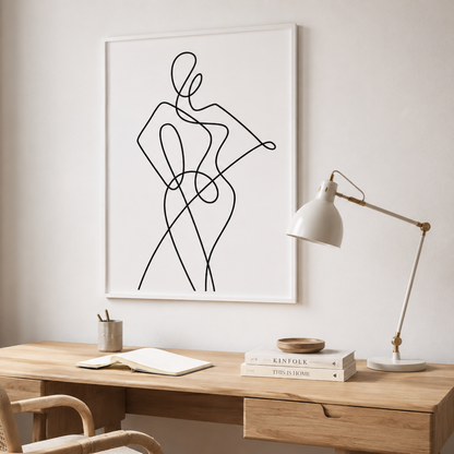 Fluid Muse Abstract Female Line Art Canvas Print