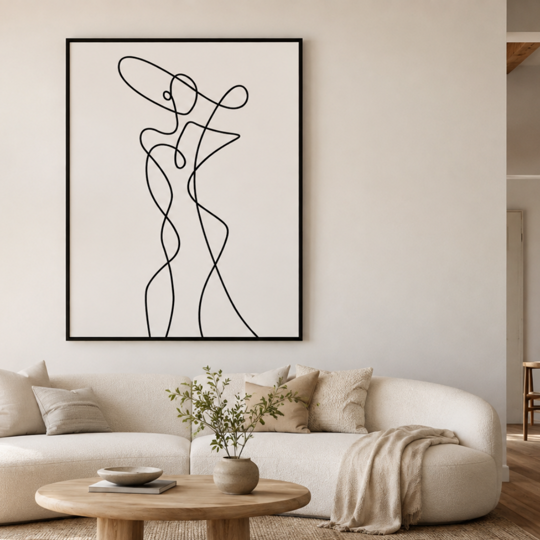 Poise In Motion Abstract Female Line Art Canvas Print