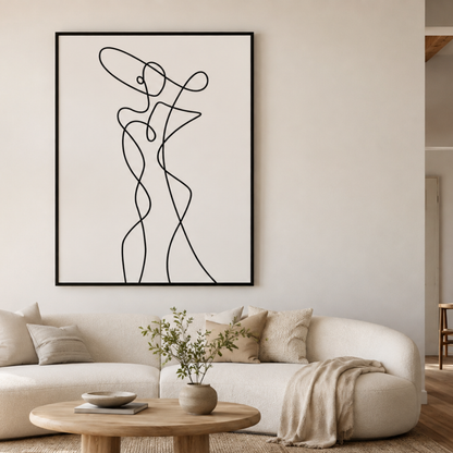 Poise In Motion Abstract Female Line Art Canvas Print