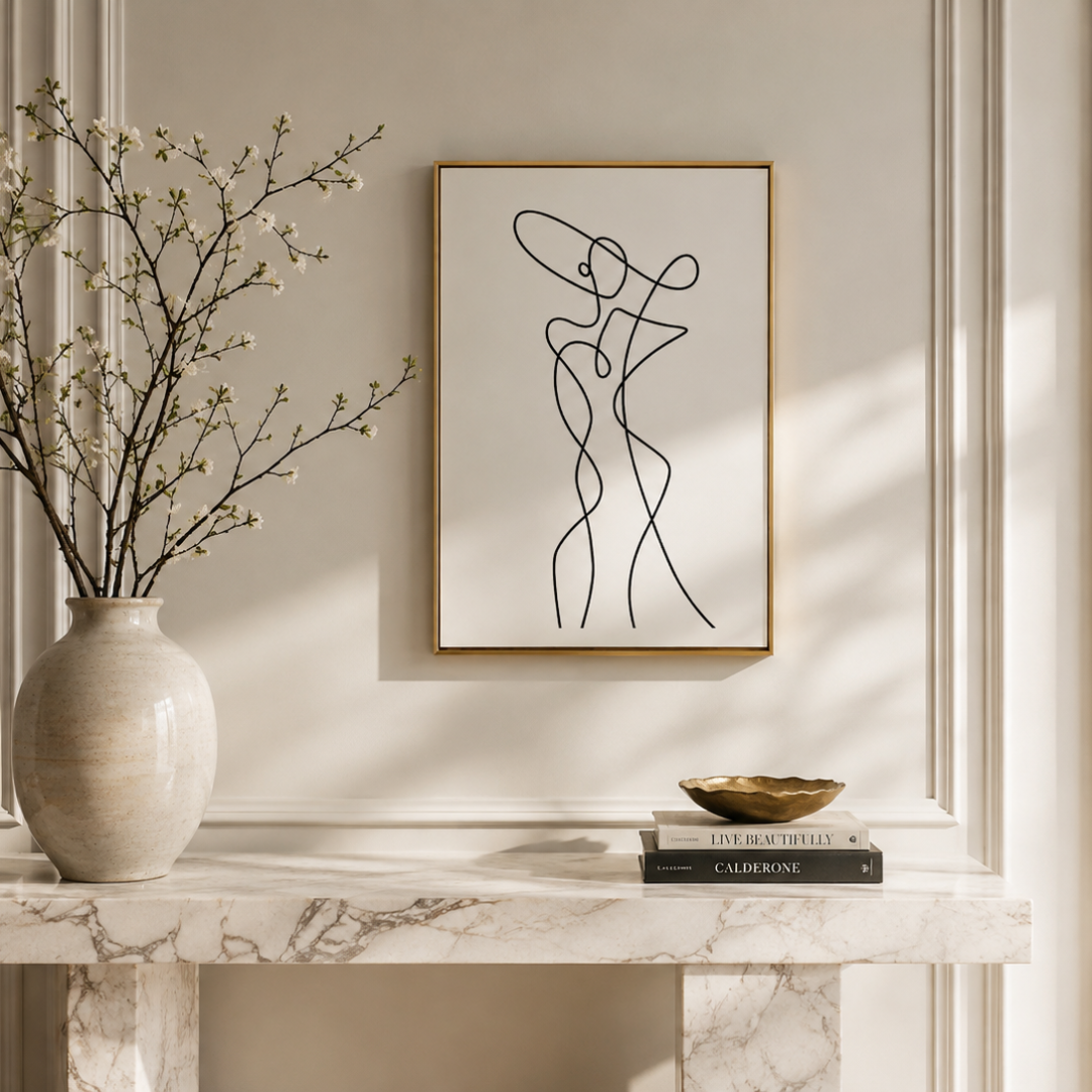 Poise In Motion Abstract Female Line Art Canvas Print
