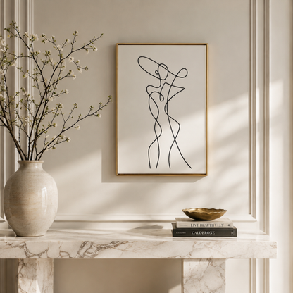Poise In Motion Abstract Female Line Art Canvas Print