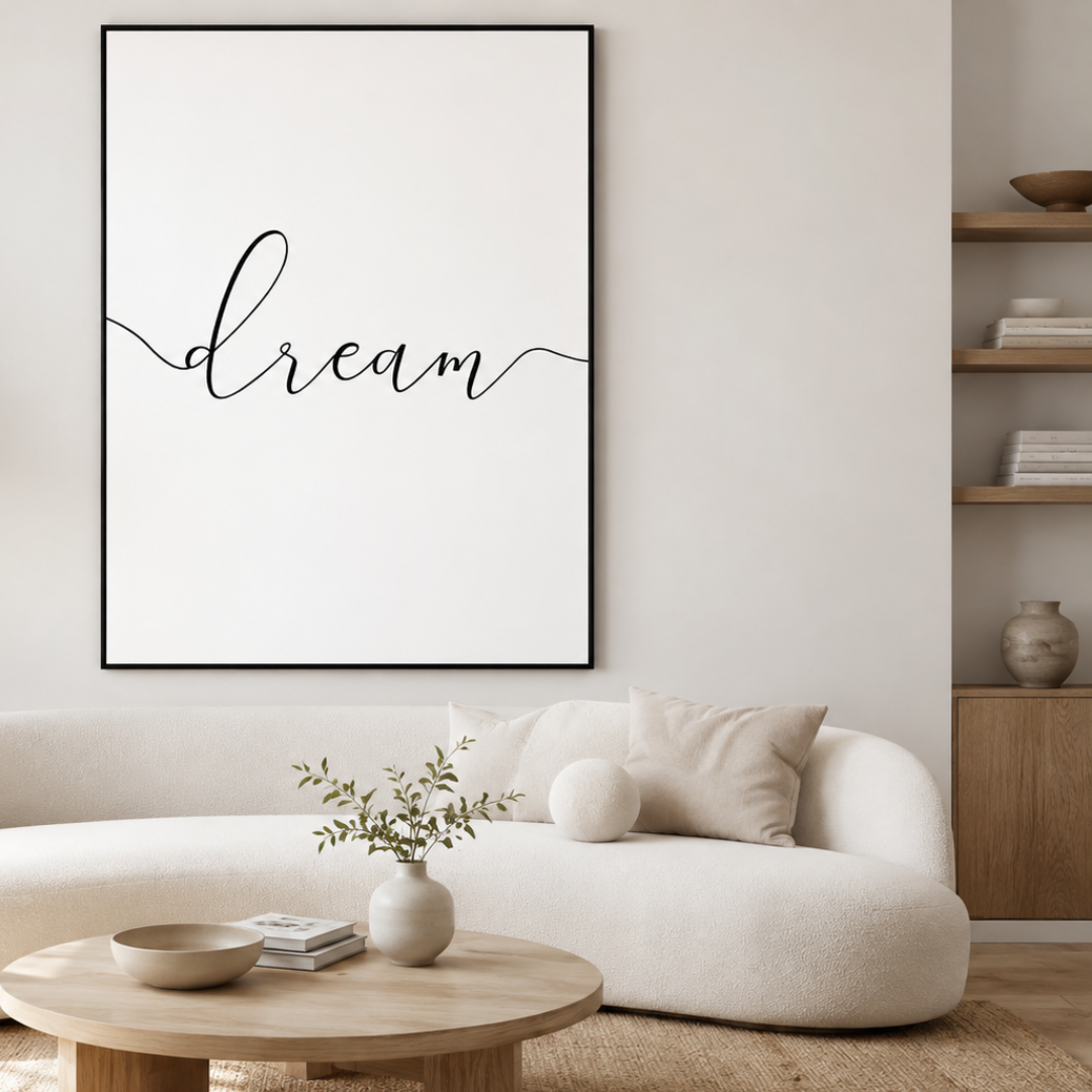 Dream Script Minimalist Quote Canvas Print