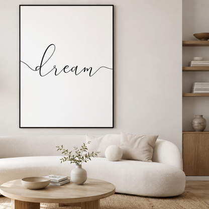 Dream Script Minimalist Quote Canvas Print