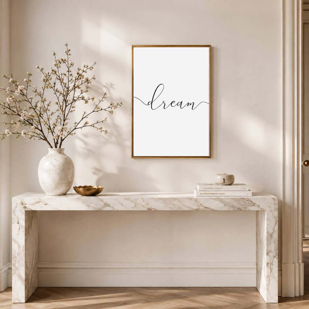 Dream Script Minimalist Quote Canvas Print