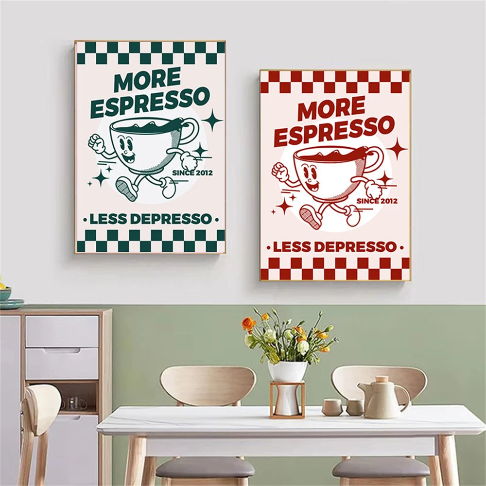 more espresso less depresso coffee quote kitchen canvas